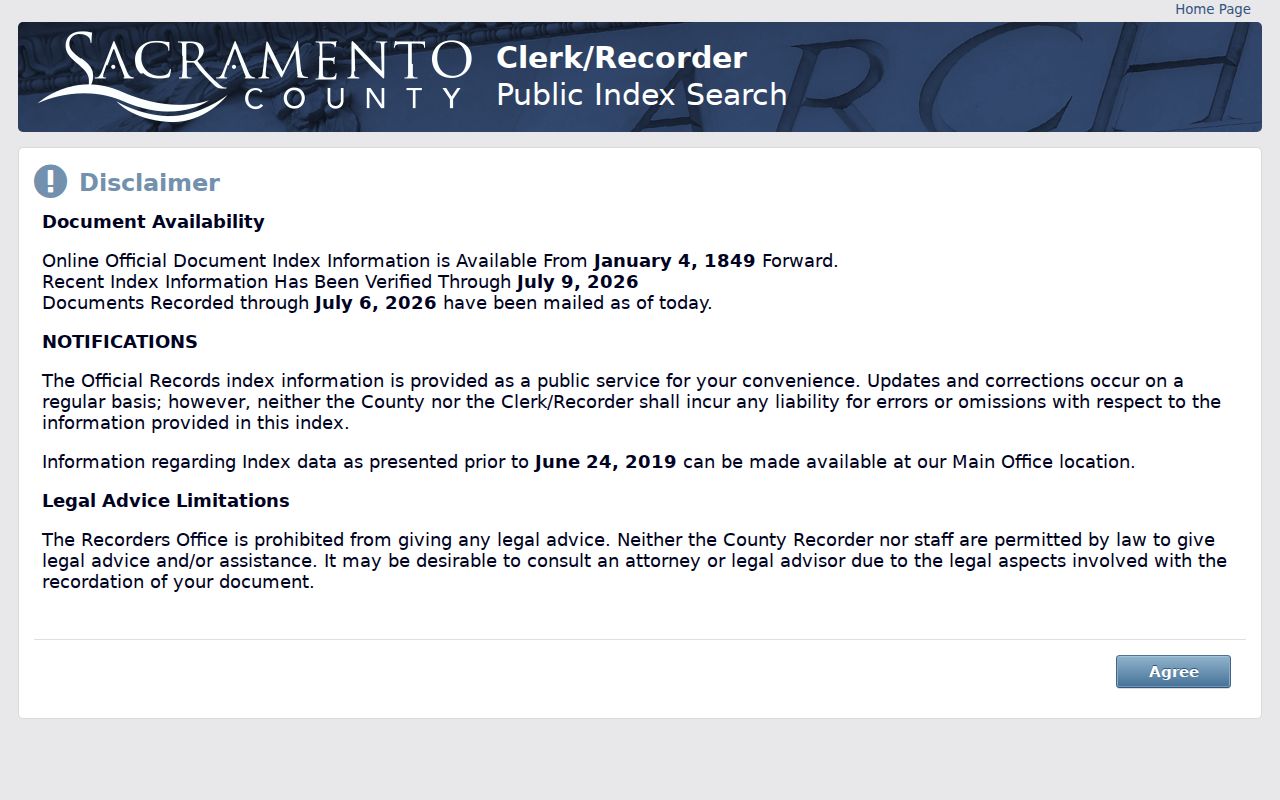 Sacramento County people search recorder document index