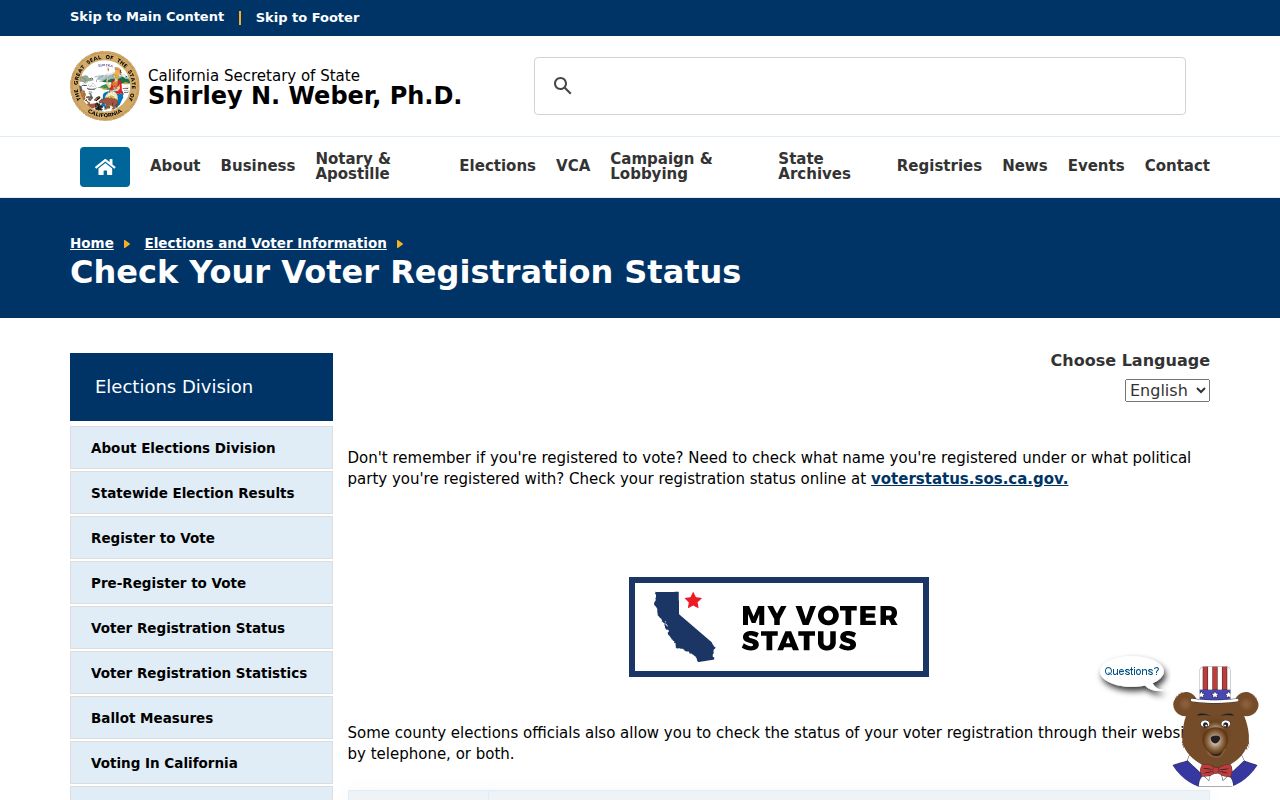 Sacramento County voter registration status lookup information
